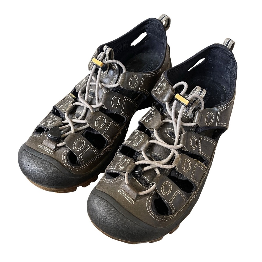 KEEN Men 43/10 Glisan Sandal‎ Brown Leather Outdoor Hiking Gorpcore Trails Water